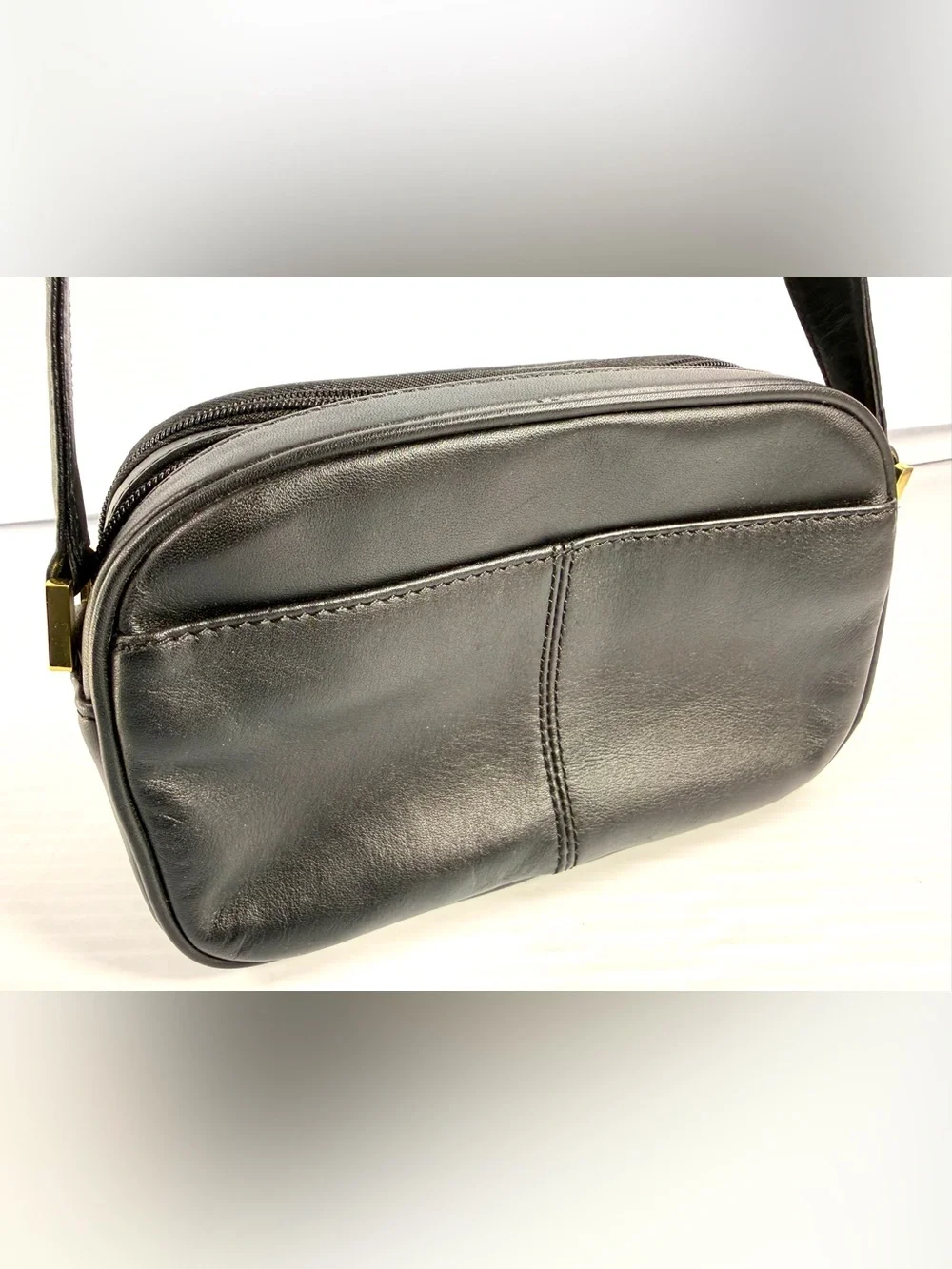 Etienne Aigner Black Crossbody Bag with Gold Hardware